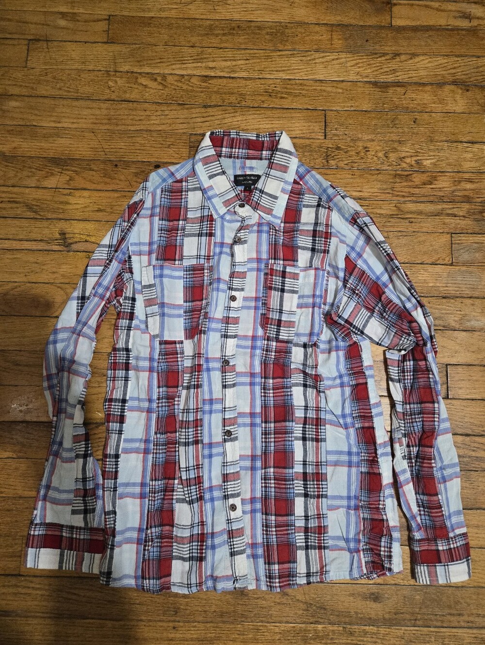 vtg Power to the People Black Label M/L Plaid Button Up Shirt